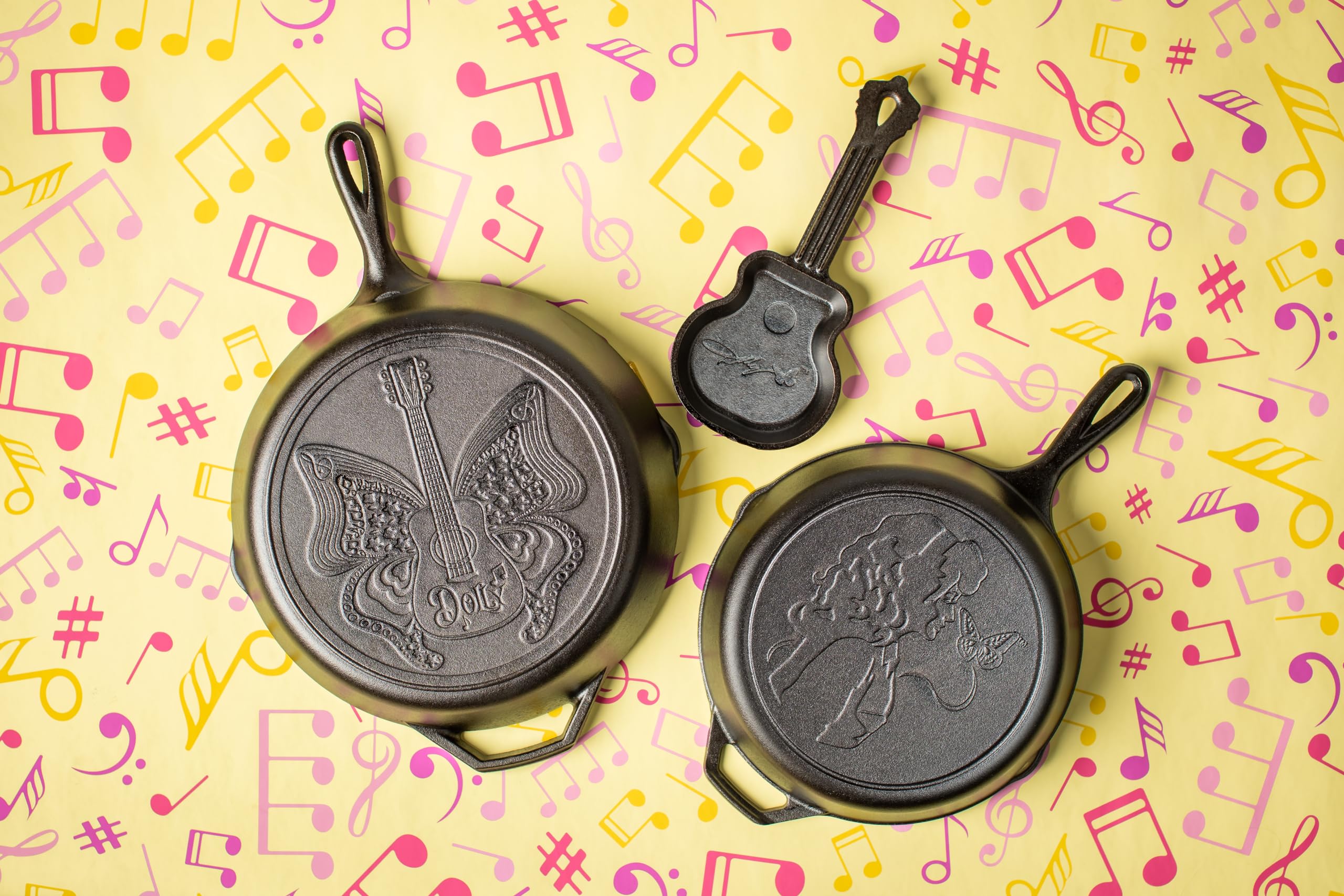 Lodge 12 Inch Dolly Parton Pre-Seasoned Cast Iron Stamped Skillet - Signature Teardrop Handle - Use in the Oven, on the Stove, on the Grill, or Over a Campfire, Black - Image 9